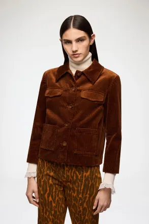 Ganni Brown Blazer in Corduroy - Size 32 Organic Cotton