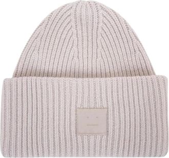 Acne Studios Pre-owned Accessories, female, Gray, Size: ONE SIZE Pre-owned Large Face Logo Wool Beanie