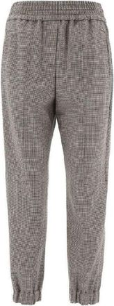Brunello Cucinelli Womens Cream Black Brown Check Trousers, Size 12