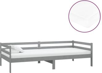 vidaXL Vidaxl - Sof&aacute; Cama Con Colch&oacute;n Madera De Pino Maciza Gris 90x200 Cm