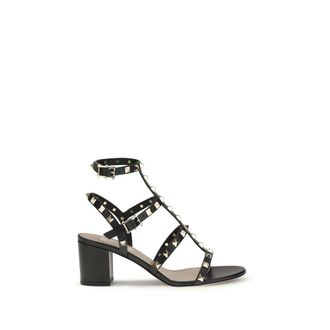 Valentino Garavani Black Calf Leather Bos Taurus Platform Womens Sandals
