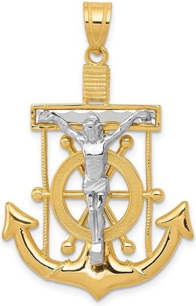 Diamond2Deal 10k Two-tone Diamond-cut Mariners Cross Pendant