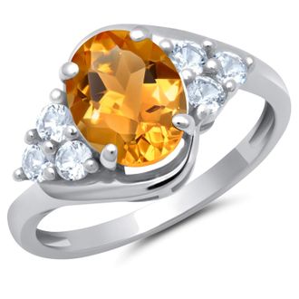 MAX + STONE 10k Yellow or White Gold Oval Cut Gemstone Sunburst Halo Ring