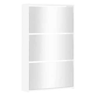 Berkfield Home Shoe Cabinet with Mirror 3-Layer High Gloss White 63x17x102.5 cm