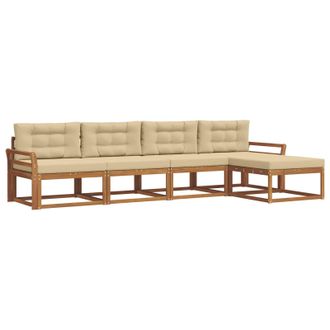 vidaXL Conjunto De Sof&aacute;s De Exterior Con Coj&iacute;n 5 Pcs Natural Y Beige Vidaxl
