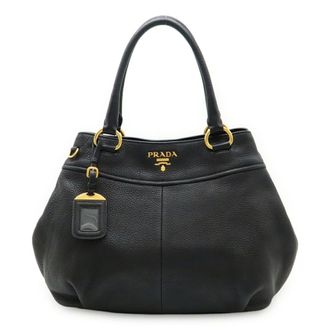 Prada Black Nero Leather Handbag Tote Bag (Pre-Owned)