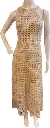 Aurora Dawn Crochet Midi Dress In Cream