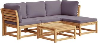 vidaXL Juego De Muebles Jard&iacute;n 5 Pzas Con Cojines Madera Maciza Acacia Vidaxl