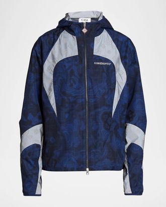 Casablanca Men & apos;s Printed Full-Zip Hooded Jacket