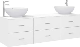 vidaXL Juego De Muebles De Ba&ntilde;o 3 Uds. Blanco 49,5 X 44,5 X 65 Cm Vidaxl