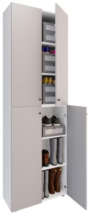 ebuy24 Ebuy24 - Vcm Xl Wood Gran Gabinete De Zapatos Estante De Zapatos Botas Grandes Muebles De Tablero Lona 6 Compartimentos Puertas De Torneado (blanco / 