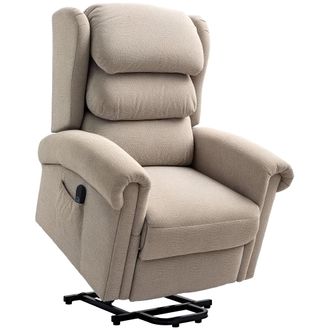 HOMCOM Power Lift Recliner Chair For Elderly With Remote Control - Khaki | TJ Hughes