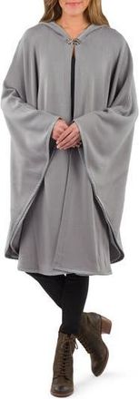 Patricia Nash Hooded Faux Leather Trim Cable Knit Cape in Grey at Nordstrom Rack