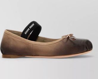 Miu Miu leather ballerinas round toe gradient bow