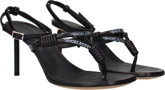 Off-white Womens Black Leather Flip-Flop Sandals