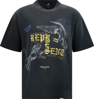 Represent Mens T-Shirt Enemy Washed Black Cotton T-Shirts And Polos