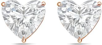 Diana M. Jewels 14Kt Rose Gold 5.00 cts Lab Grown Heart shaped Diamond Studs