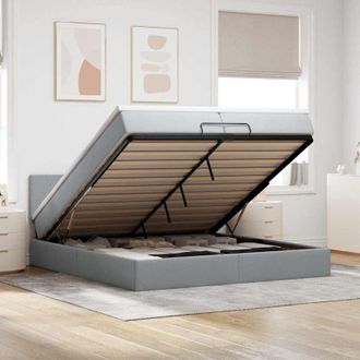 vidaXL Estructura De Cama Otomana Colchones Tela Gris Claro 200x200cm Vidaxl
