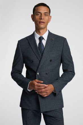 Antique Rogue Mens Slim Fit Suit Jacket - Blue/Dark Grey - Size 50 (Chest)