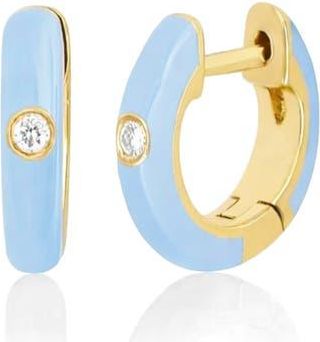 House of Frosted White Topaz & Enamel Hoop Earrings in Yellow Gold at Nordstrom Rack