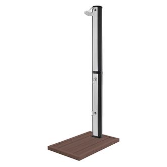 ML Design Ml-design Ducha Solar De Jard&iacute;n Negra / Plata 35 L Agua Caliente Hasta 60&deg;c Sin Electricidad Con Elemento De Suelo Marr&oacute;n Moderno Elegante Con Cabezal