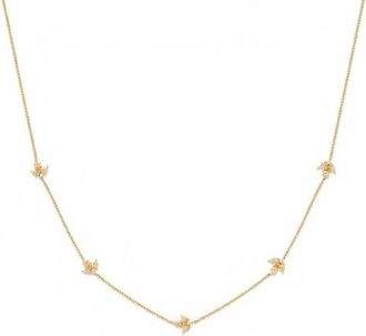 Made by Mary Cubic Zirconia Birthstone Flower Station Necklace in Gold December at Nordstrom