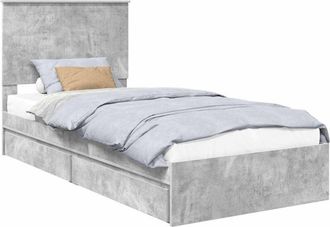 vidaXL Cama Con Almacenamiento Con Cabecera Gris Concreto 90 X 200 Cm Vidaxl