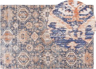 Beliani Beliani - Alfombra De Algod&oacute;n Azul Rojo 140 X 200 Cm Patr&oacute;n Oriental Boho Recibidor Kurin