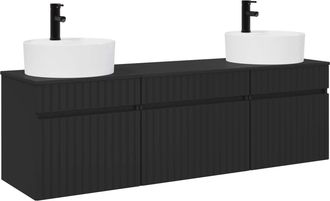 vidaXL Juego De Muebles De Ba&ntilde;o 3 Uds. Negro 49 X 44,5 X 65 Cm Vidaxl