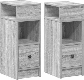 vidaXL Bedside Cabinets 2 pcs with Drawer Grey Sonoma 25x31x66 cm vidaXL