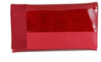 Loni Contrast Clutch Bag Shoulder Bag Patent Suede Red
