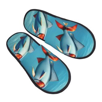 Generic Flying Fish In The Ocean Unisex House Slippers Cosy House Shoes Fluffy Sliders For Winter Indoor Outdoor L