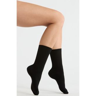 Nordstrom Everyday Rib Crew Socks in Black at Nordstrom, Size 9