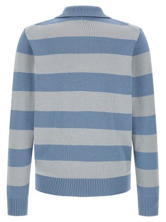 Lacoste Striped Cotton Polo Shirt - Blue
