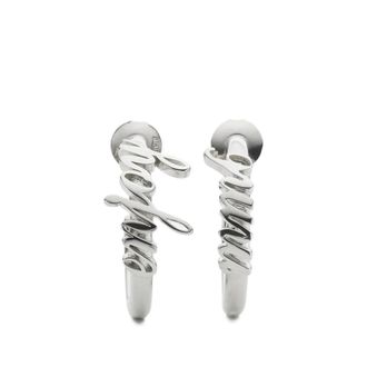 Maison Margiela Earrings, female, Gray, Size: ONE SIZE Lettering Hoop Earrings
