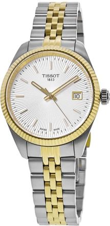 Tissot Ballade Quartz Silver Dial Two-Tone Yellow Gold PVD Steel Womens Watch T156.210.22.031.00