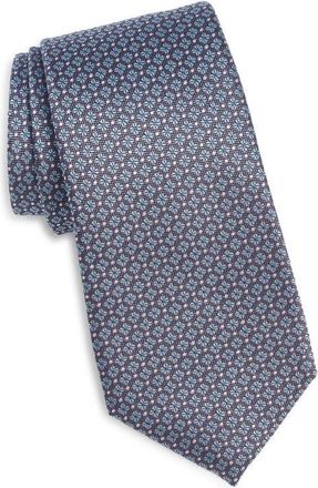 Canali Floral Medallion Silk Tie in Light Blue at Nordstrom