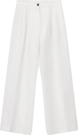 Massimo Alba Wijde broek - Dames - Wijde Broeken - Wit - XS - Katoen - Broeken