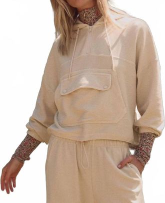 The Great. Basecamp Pullover Hooded Sweater In Oatmilk