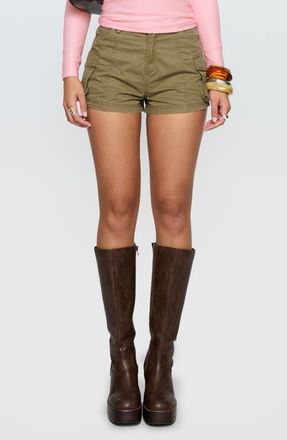Princess Polly Colonel Cotton Poplin Cargo Shorts in Olive Green at Nordstrom, Size 10