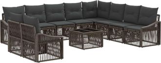 vidaXL Conjunto De Sof&aacute;s De Jard&iacute;n 11 Uds. Gris Rat&aacute;n Sint&eacute;tico Vidaxl