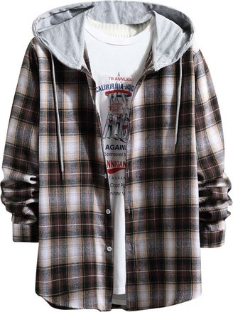 Generic Plaid Flannel Jackets for Men UK Sale Clearance Checked Tartan Button Down Shirt Jackets Casual Smart Long Sleeve Vintage Cardigan Autumn Winter Fashi