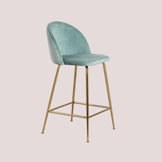 Sklum Taburete Alto En Terciopelo Kana Design Sklum Verde Abeto Dorado