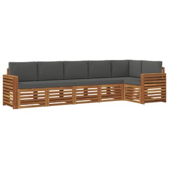 vidaXL Conjunto De Sof&aacute; Seccional Con Coj&iacute;n 6 Pcs Natural Y Antracita Vidaxl
