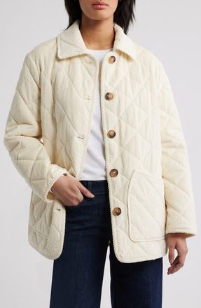 Bernardo Quilted Corduroy Jacket in Cream at Nordstrom, Size Xx-Large