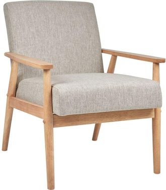 Beliani Beliani - Retro Living Room Armchair Polyester Linen-Like Upholstery Wooden Light Frame Grey Esrum