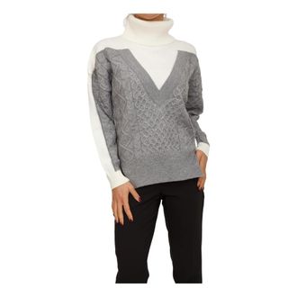 Fracomina Oversized Lange Gebreide Trui - Dames - Coltruien - Veelkleurig - XS - Truien & Vesten