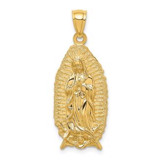 Diamond2Deal 14k Yellow Gold Polished Textured Guadalupe Pendant