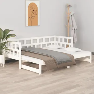 vidaXL Sof&aacute; Cama Extra&iacute;ble Sin Colch&oacute;n Blanco 2x(90x200) Cm Vidaxl