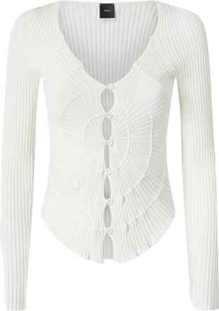 Pinko Zonnige Viscose Cardigan - Dames - Vesten - Wit - XS - Truien & Vesten